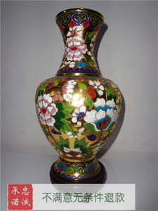 乡土 馈赠工艺礼品 景泰蓝花瓶（珐琅） 百花牡丹 10寸花丝