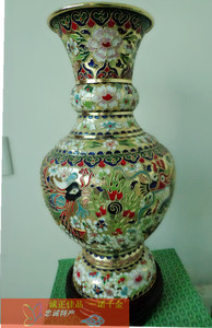 工艺礼品 花箍景泰蓝花瓶（珐琅）龙凤呈祥15寸花丝 有锦盒