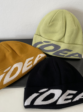 IDEA个性潮流字母毛线帽男女同款秋冬休闲时尚百搭逛街保暖针织帽