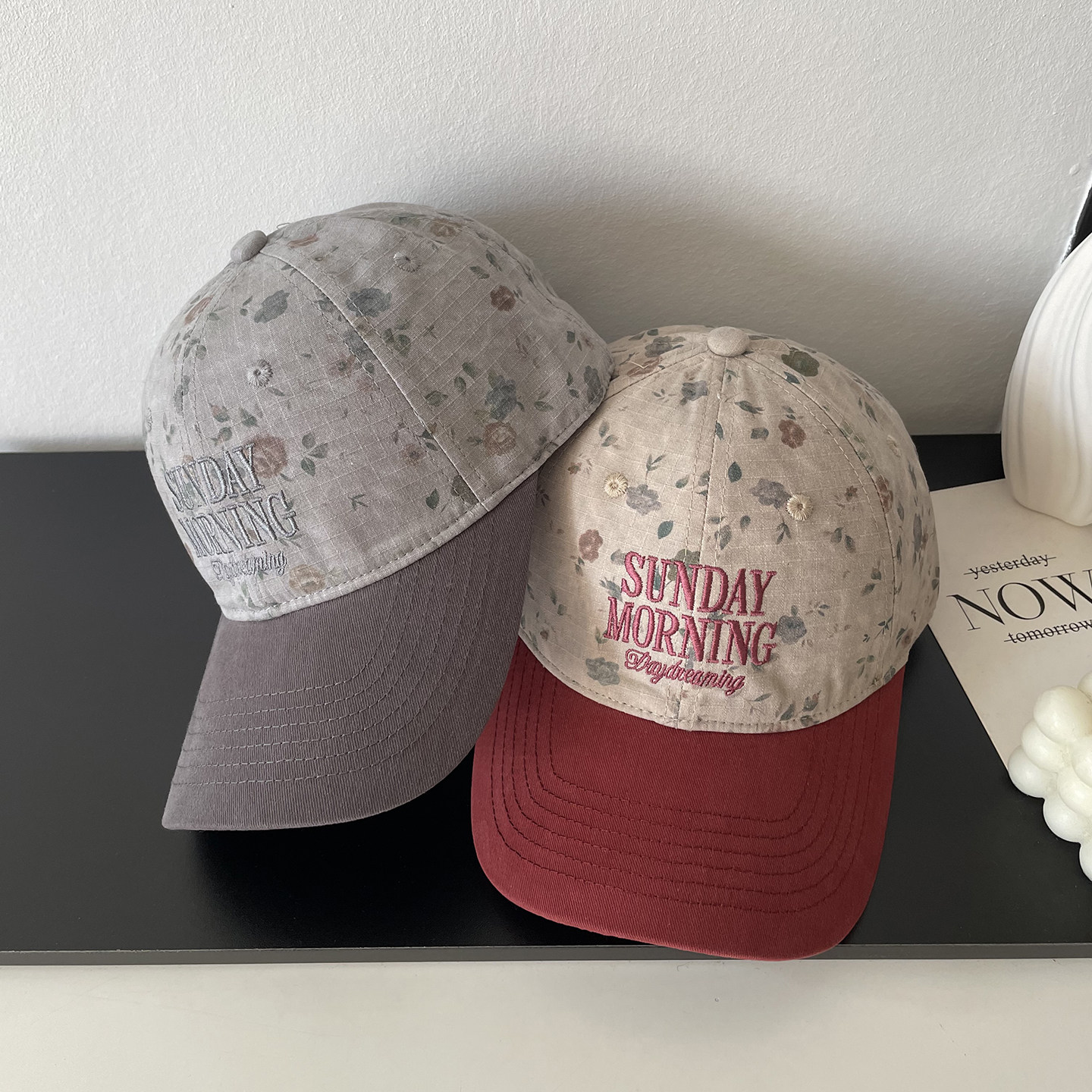 SUNDAY印花拼色高品质棒球帽子女春季新款时尚潮流软顶鸭舌帽,服饰配件/皮带/帽子/围巾,帽子,淘宝优惠券,粉丝福利购,淘宝优惠卷