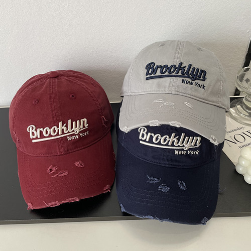 棒球帽出游休闲男女春夏破洞帽檐