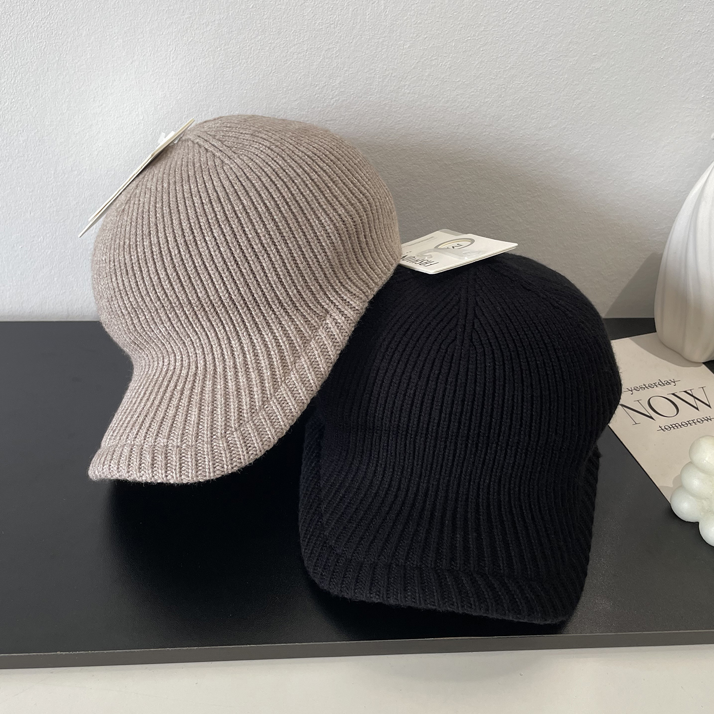 2025秋冬新款时尚光版鸭舌款毛线帽子女简约休闲百搭保暖套头帽男