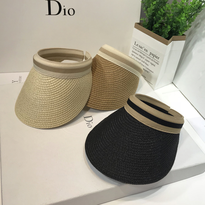 夏天草编防晒简约户外无顶帽子