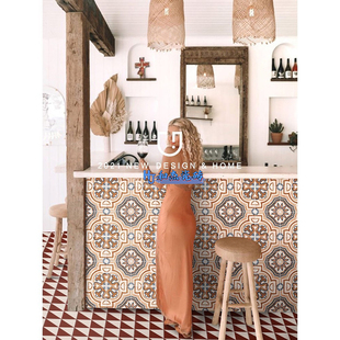 北欧赤贫风复古小花砖厨房墙砖阳台瓷砖卫生间浴室防滑地砖室内花