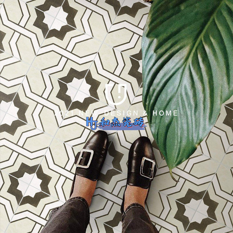 南洋风绿色拼花砖瓷砖阳台玄关厨卫地砖全瓷塞维利亚北欧简约花片