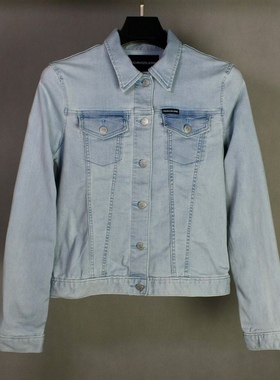 仰泳商店 CK JEANS 淡蓝色女款休闲牛仔夹克外套vintage古着