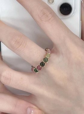 彩虹戒指女小众ins风高级感百搭食指戒