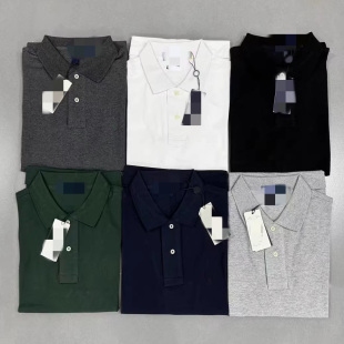 外贸美单男款春秋纯色简约商务休闲翻领短袖/长袖POLO上衣T恤