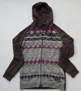 S码男款简单缇花款半针织套头/拉链连帽长袖卫衣外套