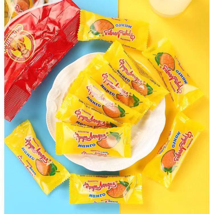 俄罗斯芒果糖原装进口芒果味软糖橙柠味水果糖婚庆喜糖儿童零食