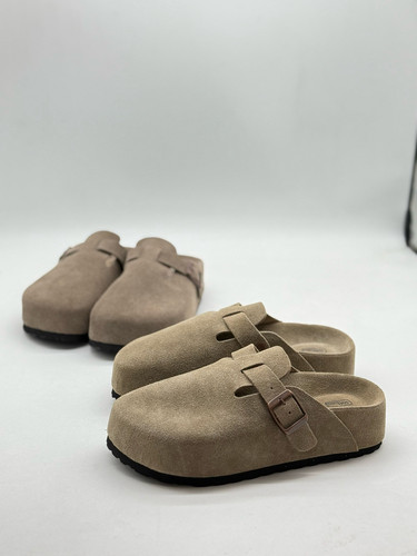 两色 厚底 百搭超轻 舒适 磨砂皮  博肯拖 包头拖鞋  B