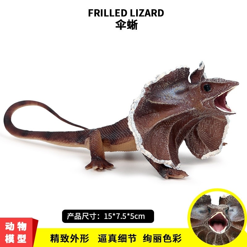 儿童动物玩具伞蜥模型实心塑胶仿真蜥蜴爬行生物男孩认知礼物摆件