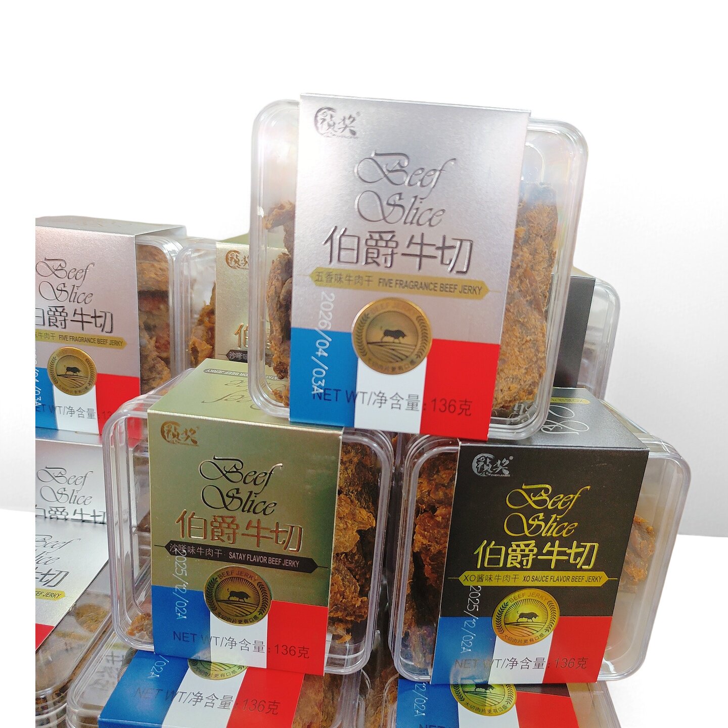 祯奖伯爵牛切牛肉片136g盒装XO酱五香沙嗲味牛肉干办公休闲零食品