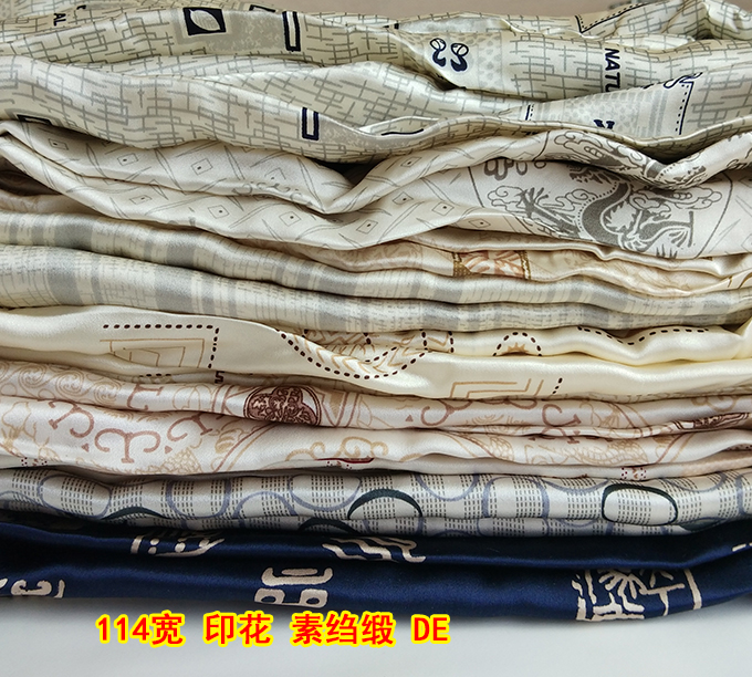 diy真丝衣服印花几何图案素绉缎
