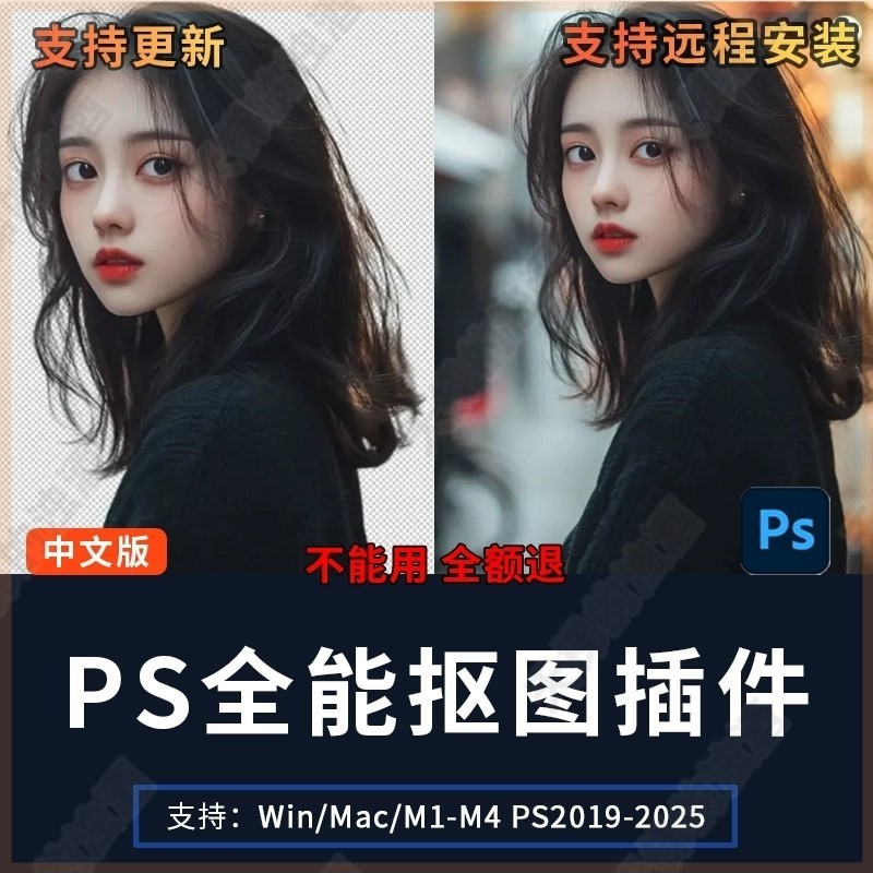 PS一键抠图插件人物婚纱头发丝抠图滤镜影楼扣图白底换背景软件