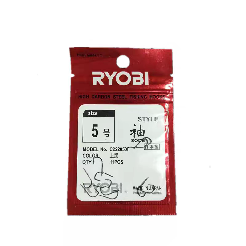 RYOBI 利优比无刺有刺细地黑袖上黑水库江河船钓溪流垂钓鱼钩日本图片