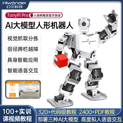 树莓派AI视觉追踪抓取人形机器人