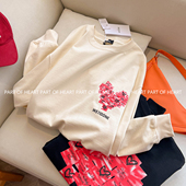 PART T恤宽松圆领套头上衣 长袖 HEART前后爱心贴纸印花男女同款