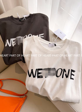 W家2026新款短袖T恤简约字母圆领宽松男女同款重磅半袖上衣春夏潮