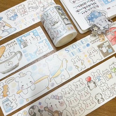 【162】小企鹅 大白熊波拉 和纸胶带手帐手工DIY素材贴纸循环分装