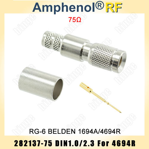 AmphenolRF 282137-75冷压DIN1.0/2.3公头 配BELDEN 4694R 1694A