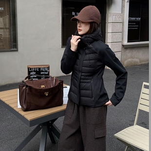 欧洲站2026新款休闲户外连帽修身显瘦收腰羽绒服外套女