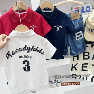 男童翻领polo衫短袖夏季2026新款夏装中大童T恤 男孩汗衫儿童上衣