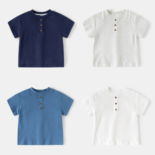 男童短袖T恤夏季2026新款童装中小童打底衫宝宝圆领上衣 儿童汗衫