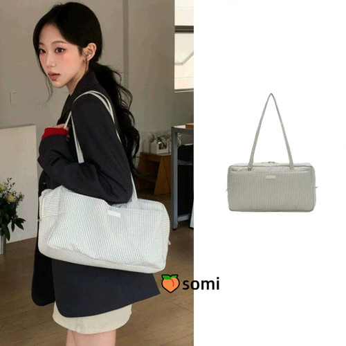 Somi家海外~韩国mucu and ebony包托特包通勤条纹腋下单肩包