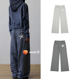 somi家 韩国直邮 thecoldestmoment海星条纹卫裤女慵懒风海星长裤