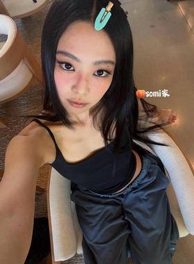 somi家 韩国gila archive星星烫钻字母舞蹈裤休闲裤 Jennie同款