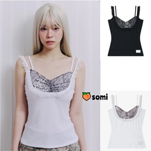 somi家直邮~26春夏韩国ILLIO设计师品牌蛇皮纹蕾丝拼接背心6
