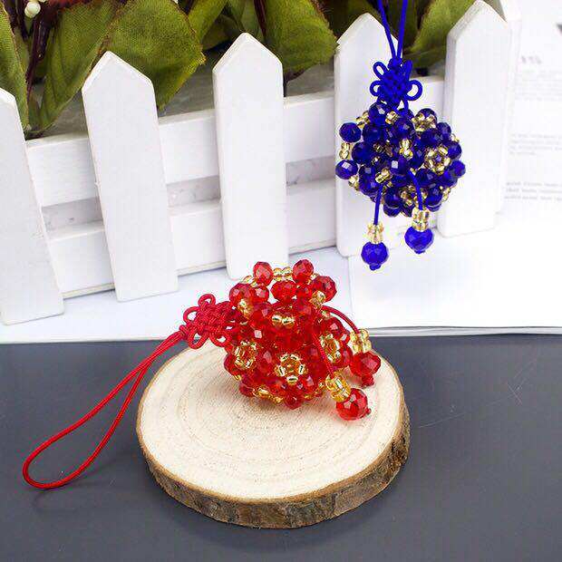 超精致纯手工水晶串珠钱袋DIY绣球包挂