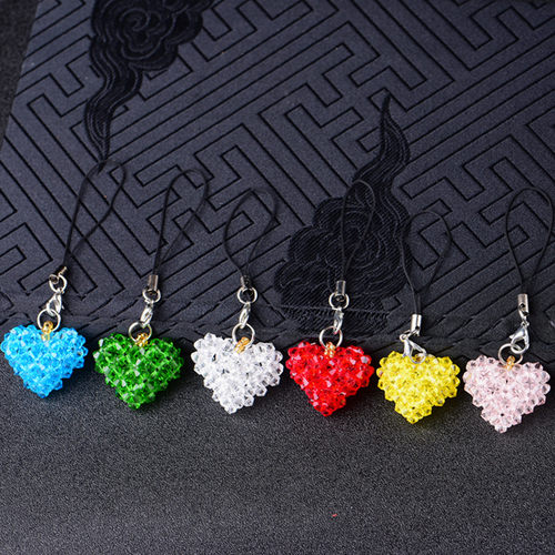 diy摆地摊水晶爱心钥匙扣吊坠
