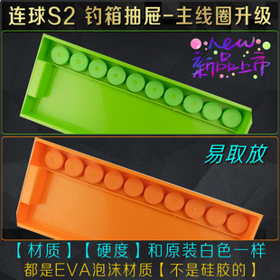 DIY连球S2钓箱抽屉改装配件EVA主线圈中间孔六棱形缠线轴橙色绿色