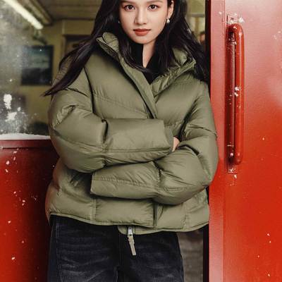 商场同款25冬季新款保暖连帽短款泡芙龟背羽绒服外套女A1ACF4208