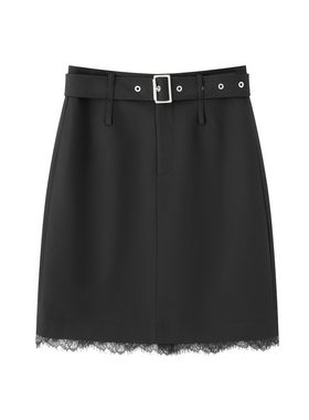 【商场同款】2025秋季新款海妖裙蕾丝拼接半身裙短黑色 A3GEF3275