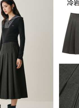 【商场同款】2025年冬季新款高腰压褶中长裙女好看显瘦 A1GFF4162