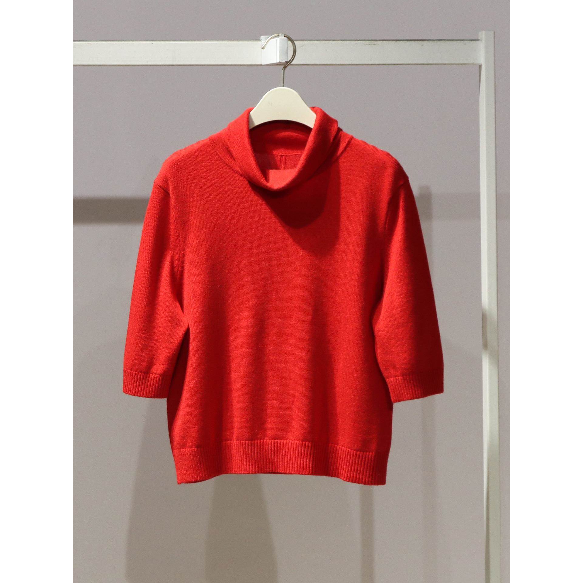 【商场同款】2025冬季新时尚百搭翻领五分袖线套衫毛衣A1EEF4720