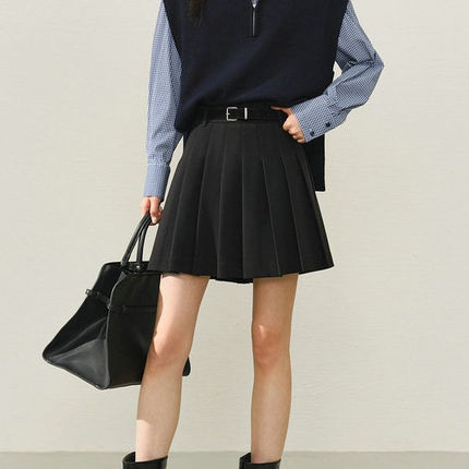 【商场同款】2025年冬季新款百褶A字半身裙女装黑色短裙A1GEF4164