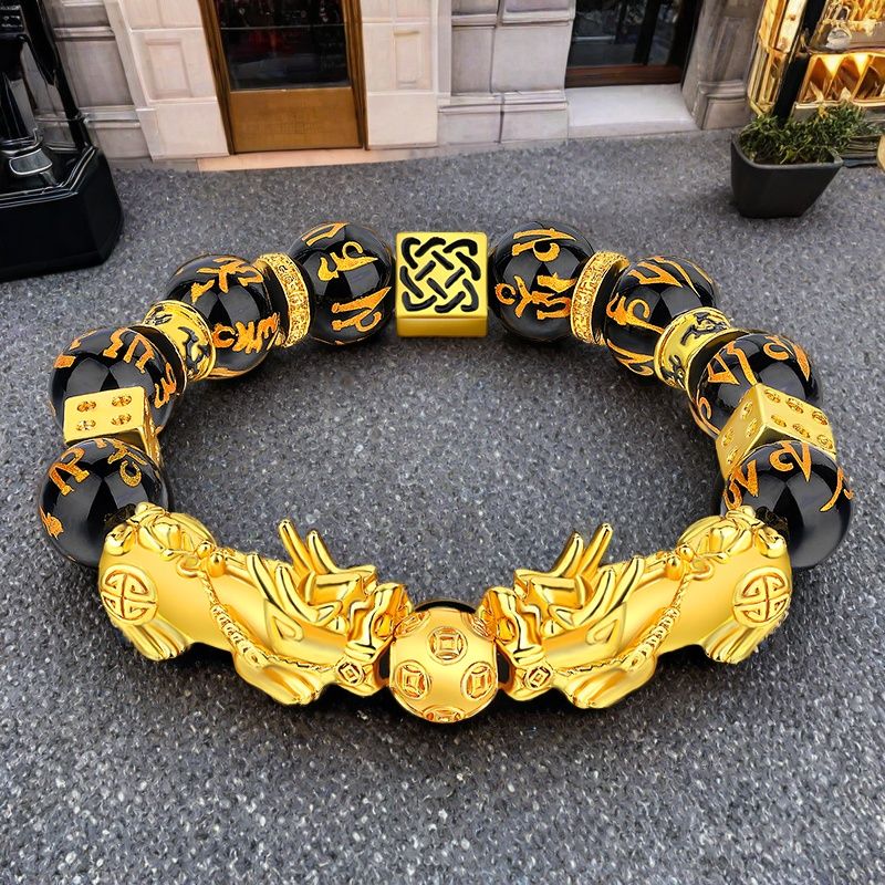 天然黑曜石男士貔貅手串