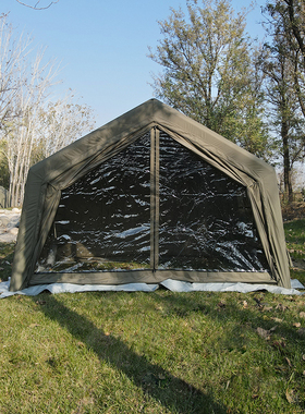 酷迪coody军绿9平拓展充气帐篷棉布军事风格露营野营模块帐篷防雨