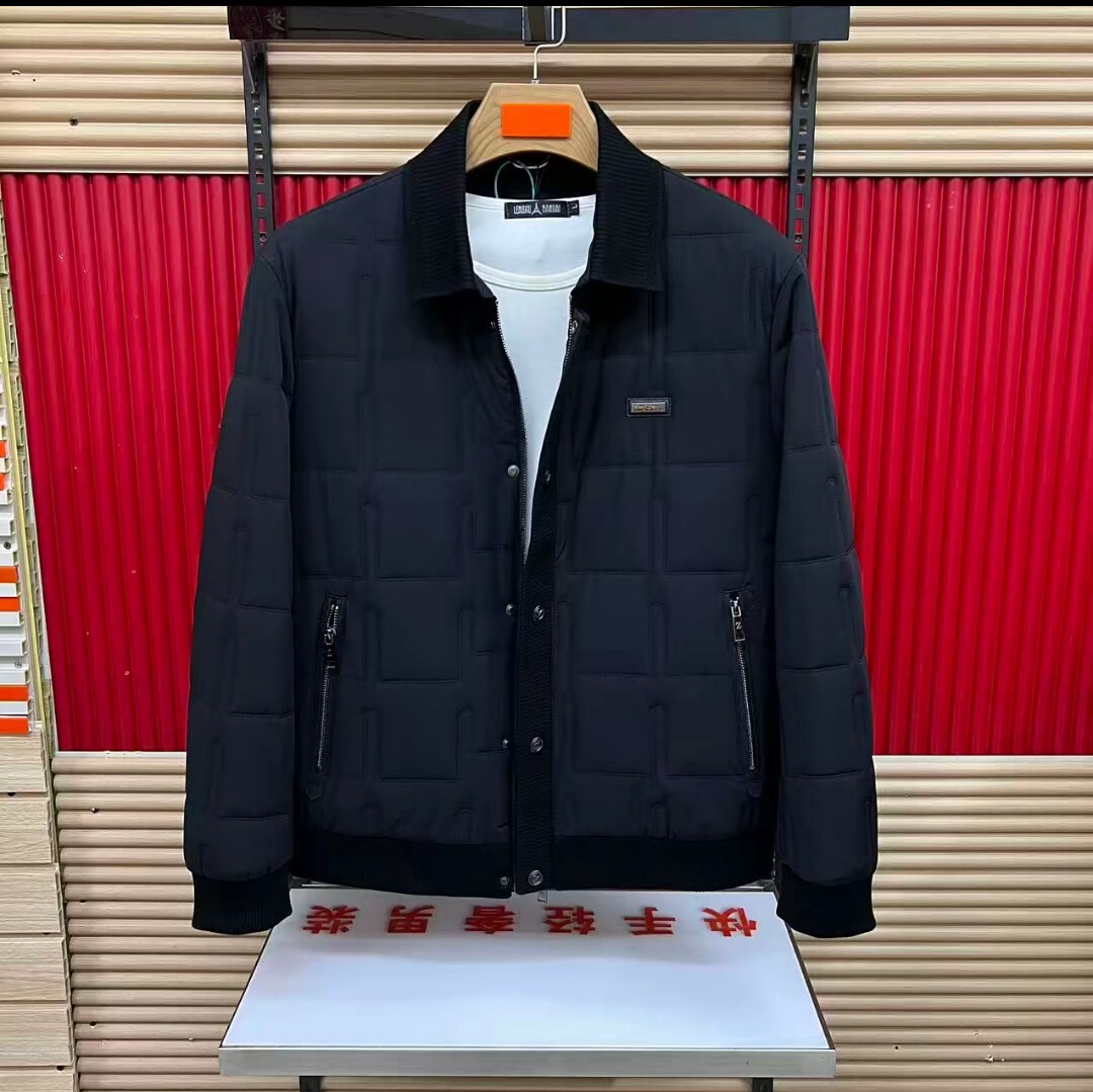 秋冬男士简约纯色商务休闲棉服