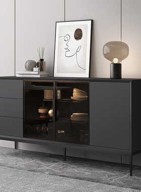 意式极简烤漆餐边柜酒柜现代实木茶水收纳玄关柜多功能碗柜可定制