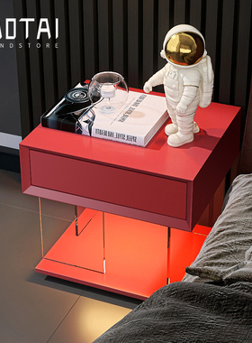 烤漆悬浮床头柜意式极简简约现代设计师床边抽屉柜创意床头置物架