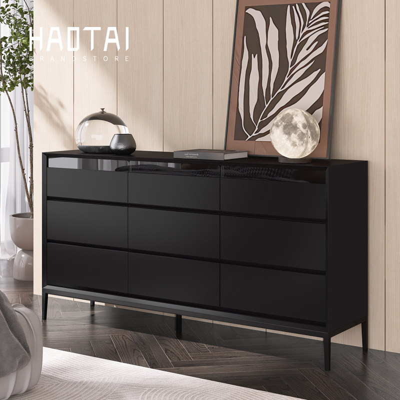 意式极简烤漆十斗柜客厅卧室阻尼抽屉储物收纳北欧现代指纹锁柜子