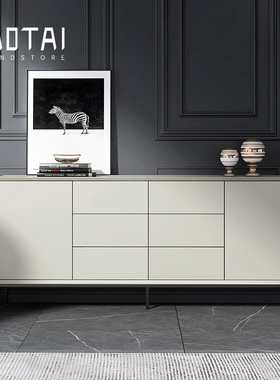 意式极简烤漆餐边柜子轻奢整体高脚实木客厅现代装饰储物餐厅柜子