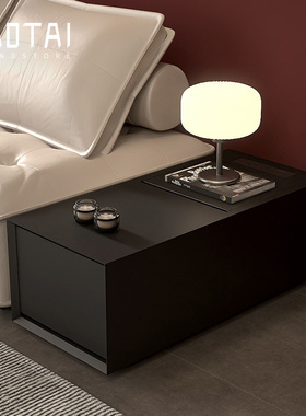 烤漆沙发扶手柜意式极简夹缝中间茶几储物柜客厅长方形边几带插座