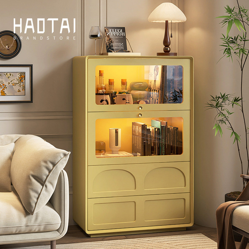 烤漆全实木边柜现代简约客厅收纳储物柜法式玻璃翻门奶油风置物柜,住宅家具,可移动边柜,淘宝优惠券,粉丝福利购,淘宝优惠卷
