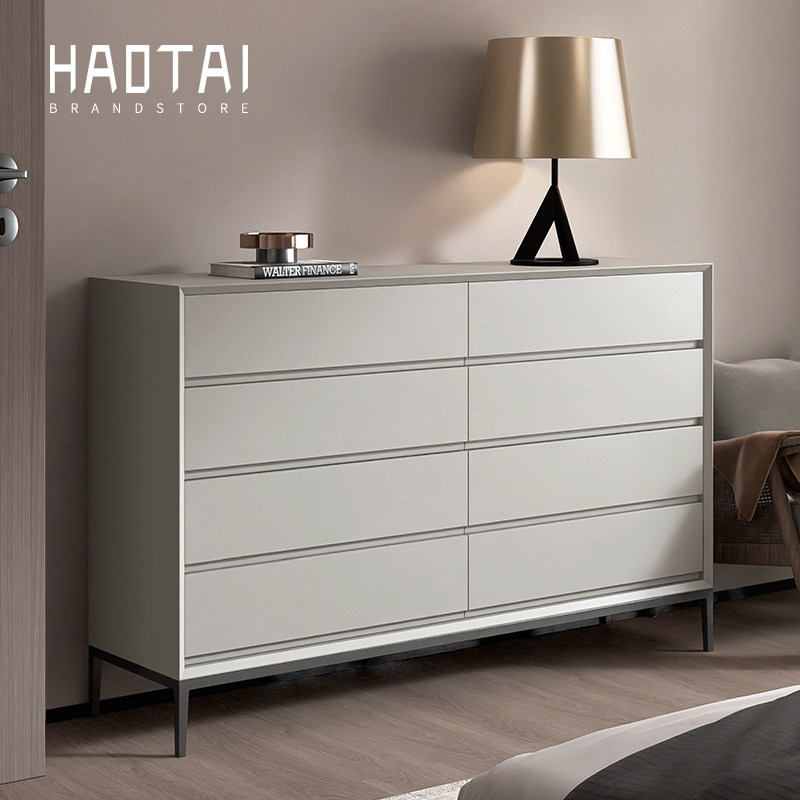 意式极简烤漆八斗柜超大容量现代客厅实木卧室床尾收纳抽屉玄关柜